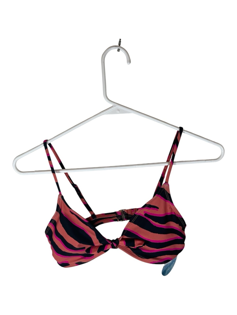 Decree Pink Black Zebra Print Triangle
Bikini Top Knot Front